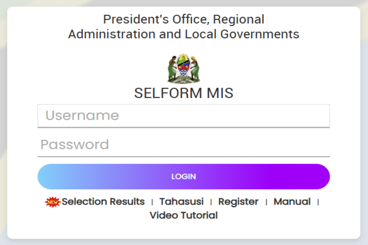 selform tamisemi go tz registration